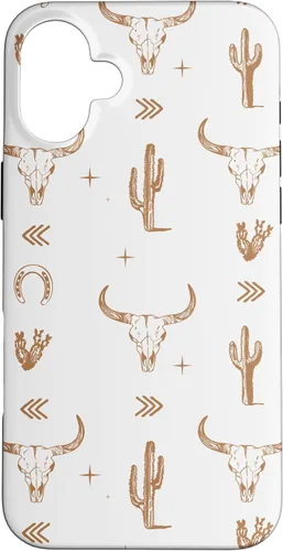 Vista 22 de Funda rústica elegante con diseño de calavera de toro sureño para iPhone 16
