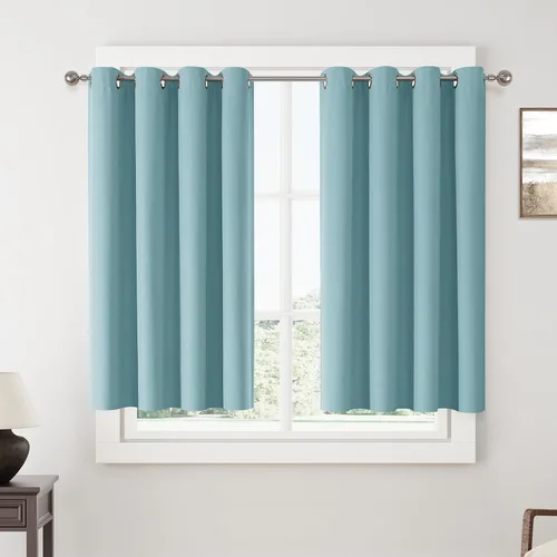Vista 136 de ChrisDowa Cortinas 100% Opacas de Abedul Sólido de 45 Pulgadas de Largo, 2 Paneles para Dormitorio y Sala de Estar, Estilo Granja Oscurecedoras