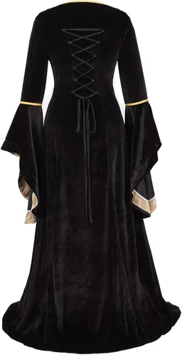 Vista 3 de Zhitunemi Disfraz renacentista medieval irlandés para mujer, vestido retro para cosplay