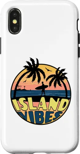 Vista 4 de iPhone 15 Island Vibes - Relaxed - Beach Scene - Surfer - Palm Trees Case