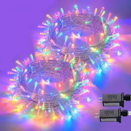 Vista 59 de JMEXSUSS - Tira de 100 luces led para interiores, 8 modos, enchufables, parpadeantes, 33 pies, luces navideñas para exteriores, a prueba de agua