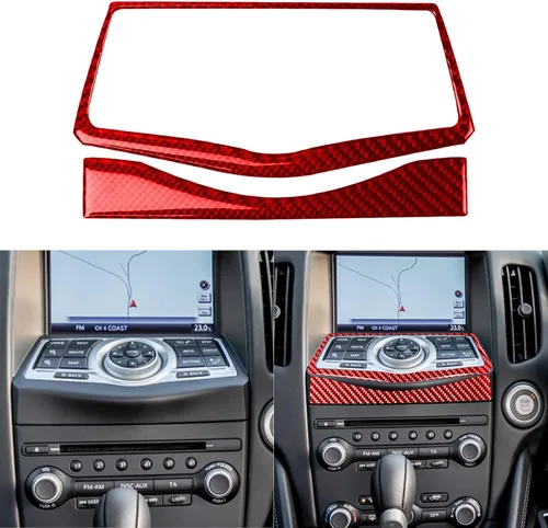 Vista 23 de Adhesivo decorativo de fibra de carbono suave para el interior del automóvil, velocímetro de control central, compatible con Nissan 370Z Z34 2019