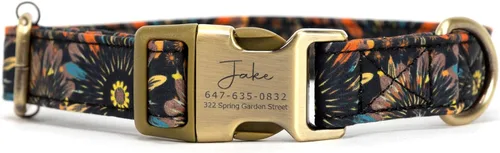 Vista 18 de Collar de perro personalizado con nombre y número de teléfono grabado, collar ajustable personalizado para cachorros, collar de algodón orgánico