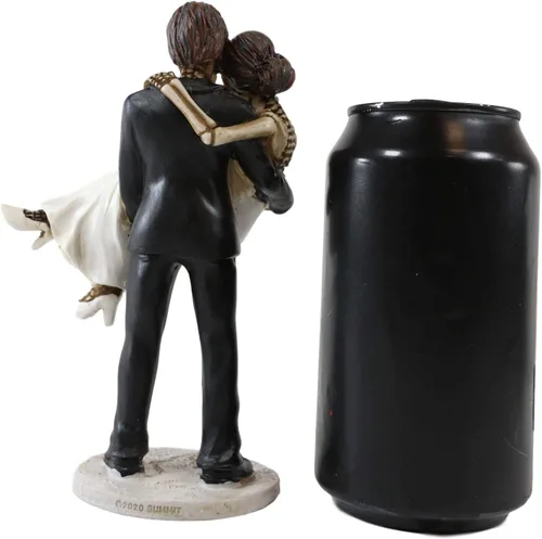 Vista 6 de Ebros Love Never Dies Romántico Esqueleto Nupcial Pareja Marido Llevando Esposa Noche de Boda Figura Día de los Muertos Gótico Novia y Novio