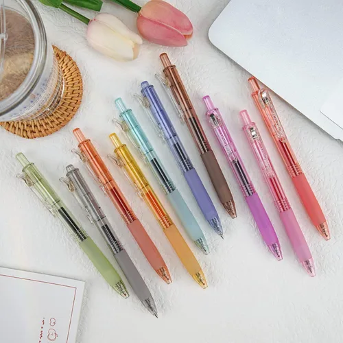 Vista 7 de WRITECH Bolígrafos de gel retráctiles de tinta de secado rápido 0.5mm punta redonda multicolor para escribir en diarios, dibujar, garabatear y tomar