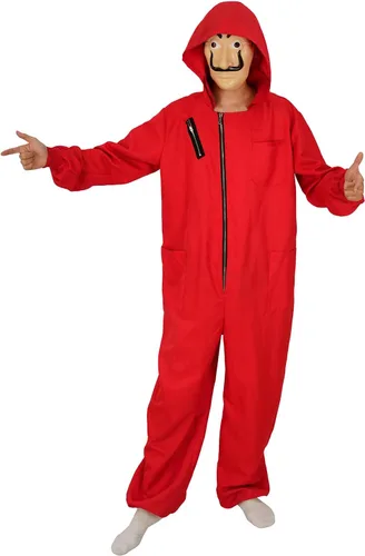 Vista 2 de Conjunto completo de disfraz de fiesta de Halloween unisex rojo