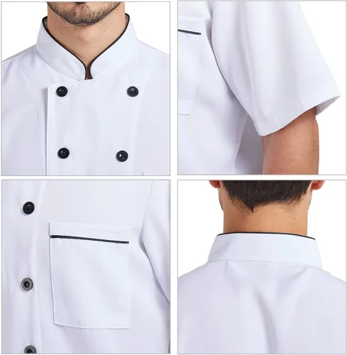 Vista 6 de Nanxson Chaqueta de chef unisex de manga cortalarga para hombres y mujeres CFM0001