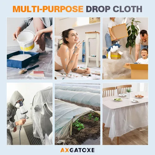 Vista 7 de Lonas de plástico de 12 x 9 pies - 1 Mil (paquete de 1) - Láminas y lonas desechables para pintor para pintar, protección impermeable