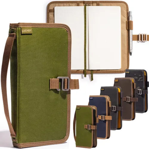 Vista 30 de LOCHBY® Carpeta Field A5 Cubierta de carpeta de 6 anillas Lona encerada resistente al agua Diseño plano Sistema A5 apto para recargar