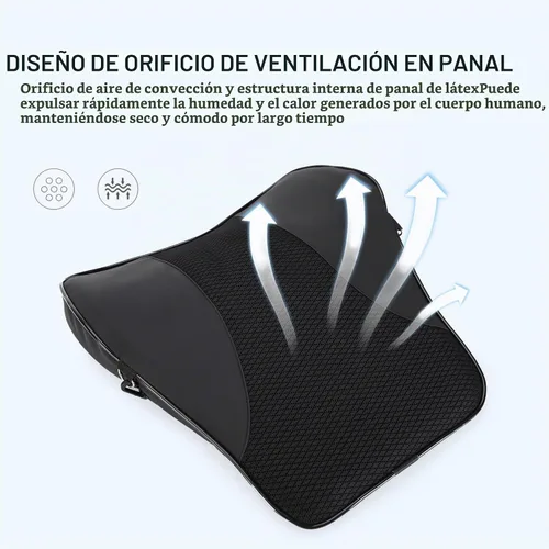 Vista 3 de Soporte lumbar y almohada cervical para silla de oficina y asiento de automóvil, cojín de espuma viscoelástica suave con correa ajustable, diseño