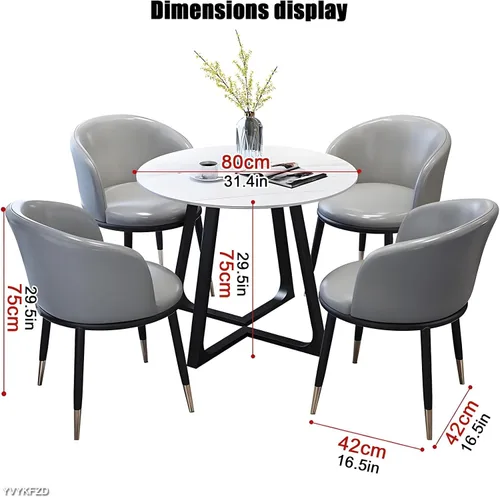 Vista 2 de YVYKFZD Juego de mesa de comedor de cocina de 5 piezas, combinación de mesa y silla de recepción, mesa de conferencias redonda simple, mesa