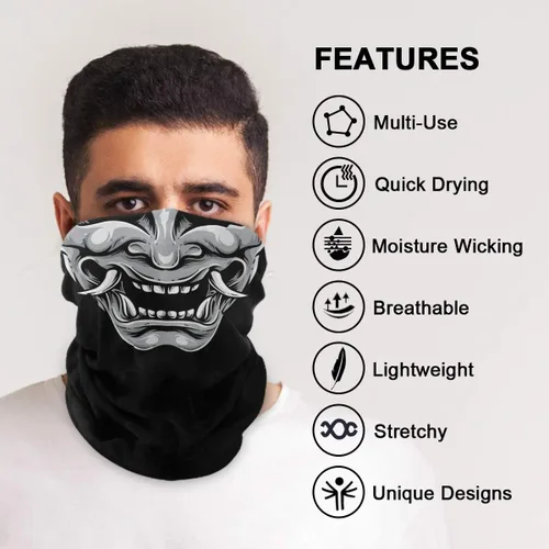 Vista 2 de Máscara facial pasamontañas medio bandana cuello polaina sol polvo protección contra el viento diadema sin costuras para mujeres hombres equitación