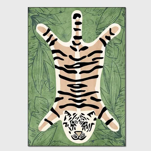 Vista 38 de Alfombra vintage de estilo bohemio con diseño de tigre para puerta de baño, 2 x 3 pies, alfombra pequeña para dormitorio, lavable, tapete de tigre