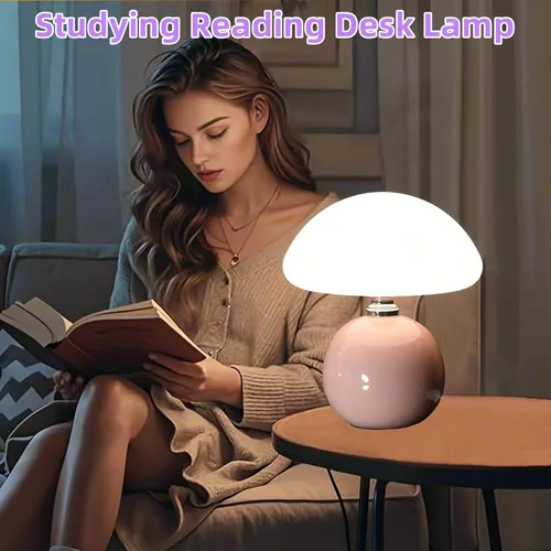 Vista 3 de Lámpara de hongo para dormitorio, sala de estar, lámparas de mesa de hongos para mesitas de noche, lámpara de mesa pequeña de escritorio de 3