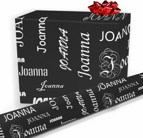 Vista 26 de Nombre personalizado en papel de regalo, rollo de papel de regalo personalizado con texto, regalo personalizado, unisex, adultos, hombres, mujeres