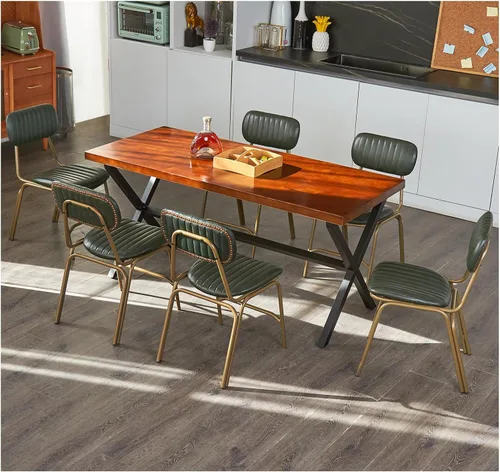 Vista 9 de Juego de 2 sillas de comedor modernas de mediados de siglo, sillas retro con asiento/respaldos tapizados de piel sintética y patas de metal Negro