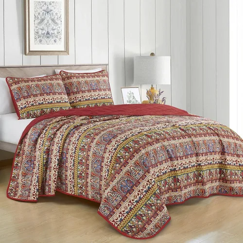 Vista 14 de ESCA - Juego de colcha de 3 piezas, tamaño Queen, con estampado de girasoles amarillos reversible, floral negro y verde