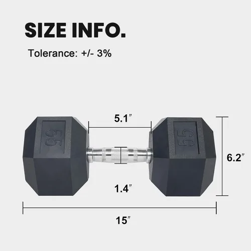 Vista 5 de LIONSCOOL - Mancuernas hexagonales de goma con mango de metal para entrenamiento de fuerza y resistencia, desarrollo de musculatura y entrenamiento