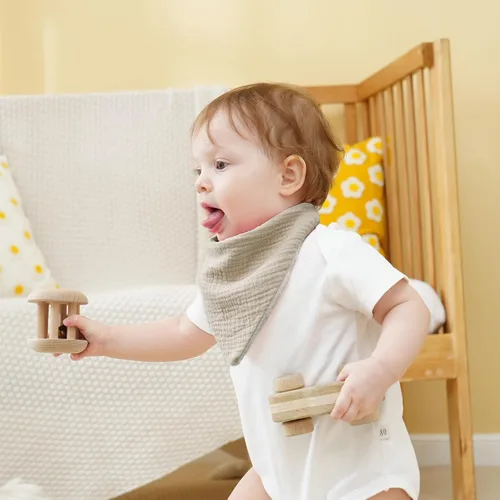Vista 8 de Baberos de muselina para bebé, baberos de bandana para babeo para bebés niñas y niños, recién nacidos, niños pequeños, babeo y dentición