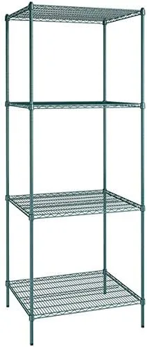 Vista 23 de Kit de 4 estantes de epoxi verde NSF de 21 x 72 pulgadas con postes de 86 pulgadas, estantería de almacenamiento resistente, kit de estantería
