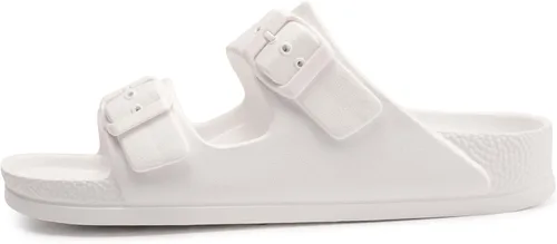 Vista 3 de FUNKYMONKEY - Sandalias bajas cómodas para mujer, hechas de etilvinilacetato, ajustables con hebilla doble