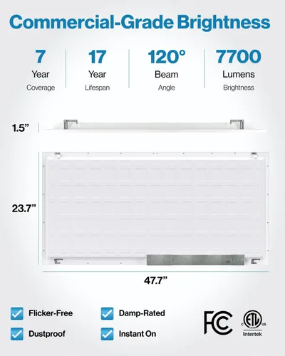 Vista 6 de Sunco Luz de panel plano LED de 2 x 4 para techo de caída para oficina, 7700 LM, características seleccionables, 40W/50W/60W, 4000K/5000K/6000K