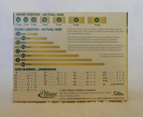 Vista 3 de Alliance Rubber 20189 Pale Crepe Gold Bandas de goma tamaño #18, caja de 14 lb contiene aproximadamente 551 bandas (3 x 116 pulgadas, crepe dorado)