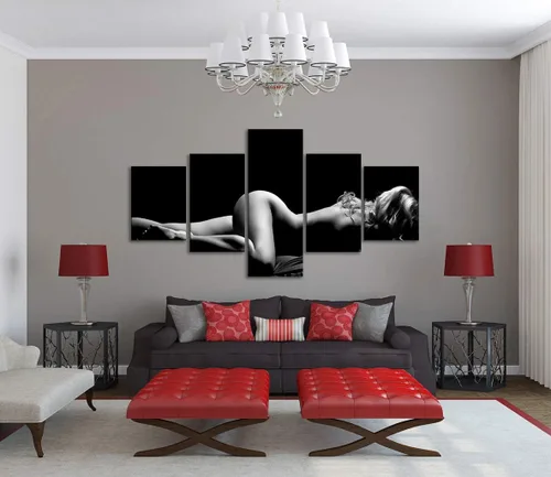 Vista 16 de Lienzo extra grande sexy chica desnuda durmiendo en la cama, arte de pared con marco de madera sexy para mujeres desnudas, obras de arte, arte