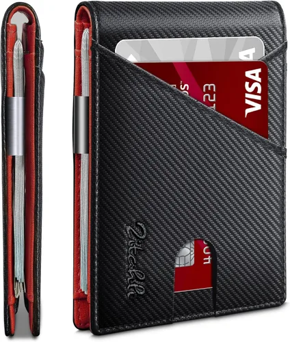 Vista 69 de Zitahli - Billeteras delgadas RFID para hombres, billetera de cuero flexible con clip de dinero, cartera minimalista con bolsillo frontal
