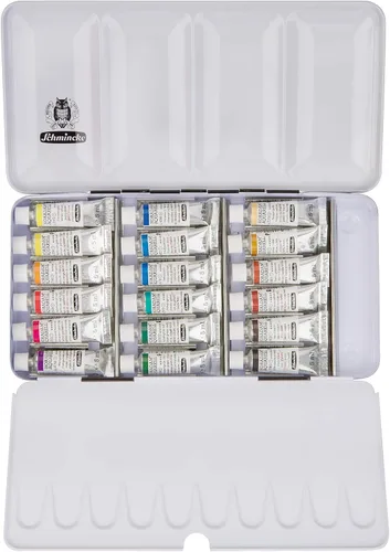 Vista 8 de Schmincke - Caja de color HORADAM® AQUARELL, surtido básico, tubos de 12 x 0.2 fl oz, 74112097, caja de metal, juego de pintura, mejores acuarelas