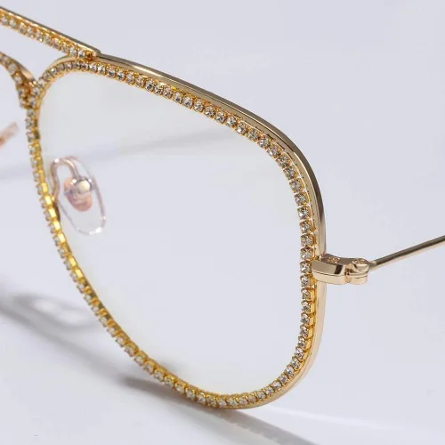 Vista 3 de Moca Jewelry - Gafas de hip hop con diamantes de imitación de diamantes de imitación con marco de metal de cristal para hombres y mujeres
