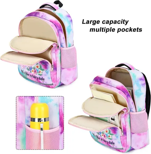 Vista 4 de BTOOP Mochila escolar para niñas y niños, con bolsa de almuerzo aislada y bolsa para lápices