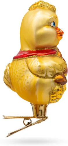 Vista 2 de BestPysanky Adorno navideño de cristal con clip de pollito para bebé