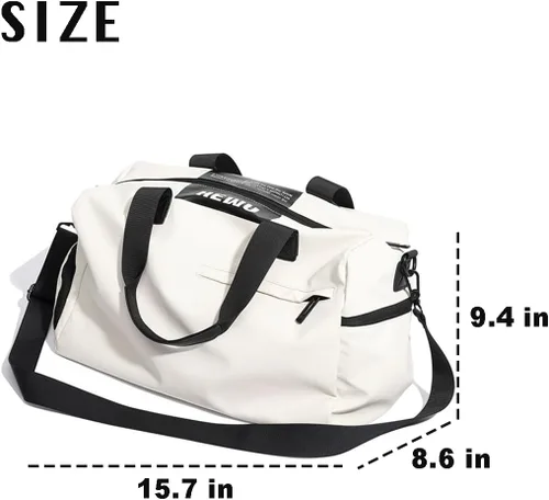 Vista 3 de Bolsa de gimnasio de natación, bolsa de viaje deportiva, ligera, para fin de semana, para yoga, casual, mochila de moda, universidad, Blanco, Bolsa