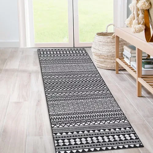 Vista 21 de COZYLOOM Tapete geométrico bohemio de 2 x 4 pulgadas, lavable a máquina, vintage, de felpilla marroquí, para interiores, antideslizante, cocina