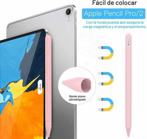 Vista 3 de MoKo Estuche de silicona para Apple Pencil 2ª generación/Pro, rosa suave 1-Rosa suave