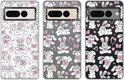 Vista 3 de MOSNOVO - Funda de teléfono para Google Pixel 7 Pro, protección Buffertech contra caídas de grado militar (6.6 pies), antidesprendimiento conejitos