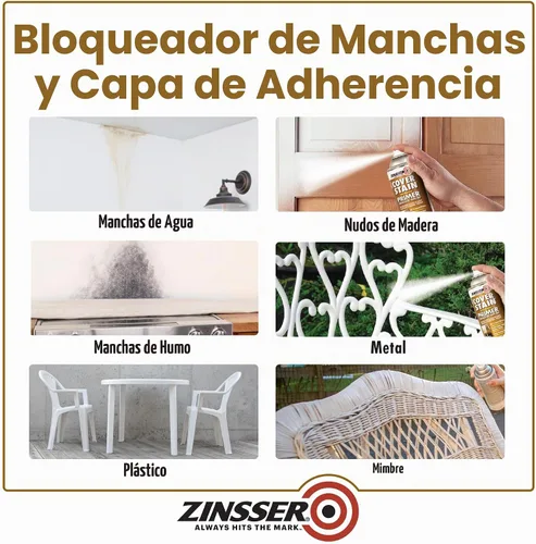 Vista 4 de Zinsser 3608 Imprimador en aerosol para cubrir manchas, de base de aceite, 13 onzas, blanco Zinsser Cover-Stain spray, 13oz. Oil-base