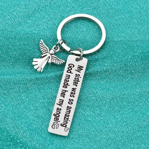 Vista 4 de 7RVZM Llavero de condolencia para hermana, llavero de duelo en memoria de hermana, regalo para hermana, joyería de condolencias