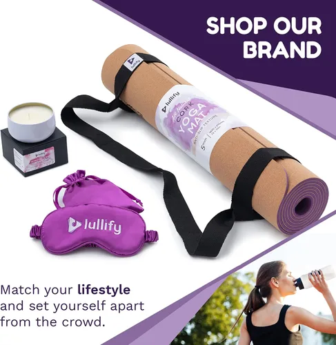 Vista 9 de Lullify Esterilla de yoga de corcho premium Antideslizante y construida para durar a través de clases de yoga caliente o ejercicio Biodegradable