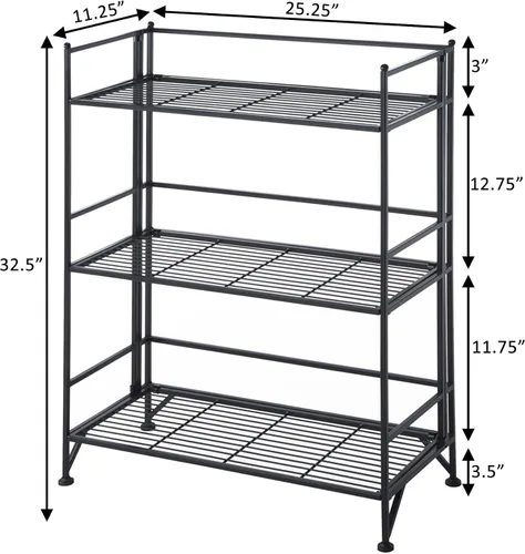 Vista 3 de Convenience Concepts Designs2Go - Estante para almacenamiento extra de 2 pisos, metal, plegable, Negro