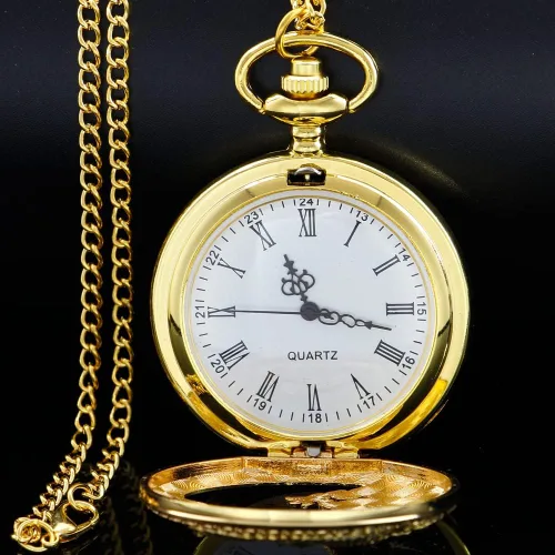 Vista 3 de Alwesam Engraved Pattern Design Quartz Pocket Watch RomanArabic Numerals for Birthdays Xmas Best Gifts