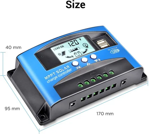 Vista 6 de MPPT Controlador de carga solar 30A 12V/24V Auto, panel solar regulador inteligente con doble puerto USB pantalla LCD para baterías de plomo ácido