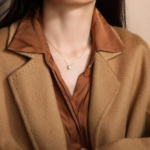 Vista 4 de S.Leaf - Collar con colgante de plata de ley con circonia cúbica y solitario, para mujer
