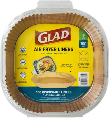 Vista 8 de Forros para freidora de aire Glad, antiadherentes y resistentes al calor, material de grado alimenticio, adecuados para freidoras de aire redondas