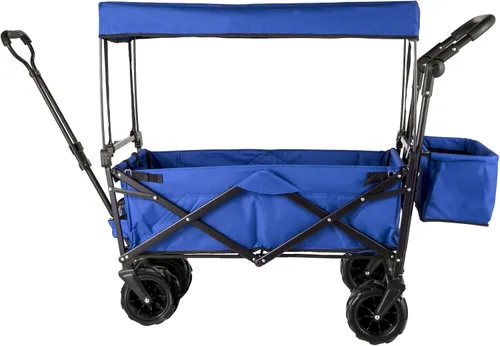 Vista 9 de Happbuy - Carro plegable con toldo extraíble, 220 libras, carrito de playa plegable resistente con ruedas grandes