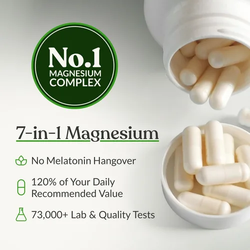 Vista 4 de BIOptimizers Suplemento innovador de magnesio con 500 mg - 7 formas de magnesio: glicinato, malato, citrato y más - Apoyo natural para el sueño