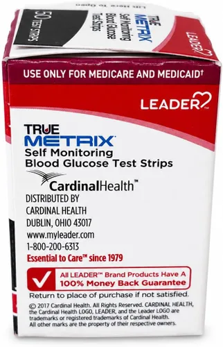 Vista 4 de Leader True Metrix - Tiras de prueba de glucosa en sangre, 50 unidades por caja, 4 cajas