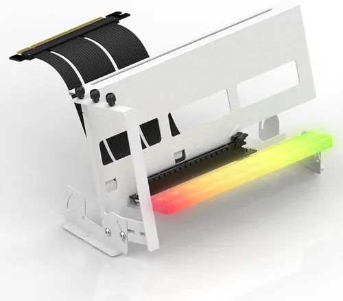 Vista 8 de EZDIY-FAB Soporte de montaje de GPU PCIe 4.0 con módulo LED ARGB, ajuste multiángulo con cable elevador, compatible con RTX4090, 4080, 4070ti
