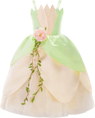Vista 2 de JerrisApparel Disfraz de princesa para niñas, vestido de fiesta de Halloween, juego de rol, vestido de baile